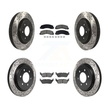 Front Rear Drill Slot Brake Rotor Semi-Metallic Pad Kit For Ford F-150 Expedition Lincoln KDS-100999
