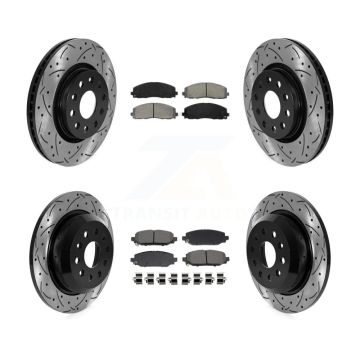 Front Rear Drilled Slot Brake Rotor Semi-Metallic Pad Kit For 18-20 Jeep Wrangler Rubicon KDS-101004