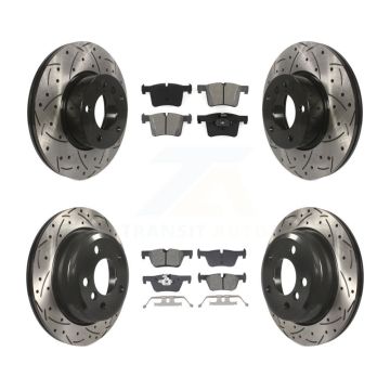 Front Rear Drilled Slot Disc Brake Rotor & Semi-Metallic Pad Kit For BMW 320i xDrive 328d KDS-101005
