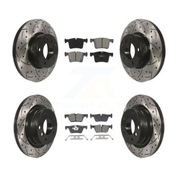 Front Rear Coated Drilled Slot Disc Brake Rotor & Semi-Metallic Pad Kit For BMW 320i 328d KDS-101007