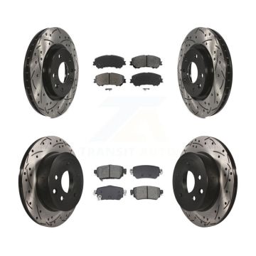 Front Rear Drilled Slot Brake Rotor & Semi-Metallic Pad Kit For 2019 Nissan Rogue Sport S KDS-101010