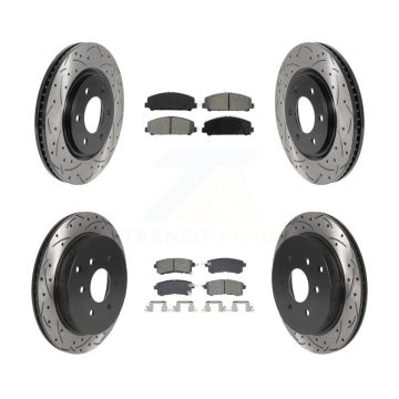 Front Rear Drilled Slot Brake Rotor Semi-Metallic Pad Kit For INFINITI QX80 Nissan Armada KDS-101011