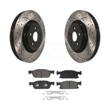 Front Coat Drill Slot Disc Brake Rotors Semi-Metallic Pad Kit For Ford Fusion Lincoln MKZ KDS-101016