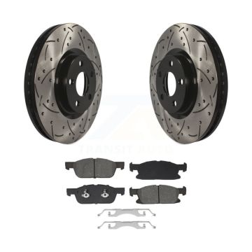 Front Coated Drilled Slot Disc Brake Rotors Semi-Metallic Pad Kit For Lincoln Continental KDS-101017