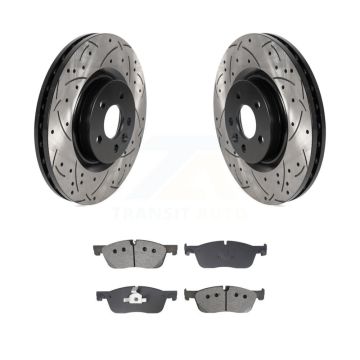 Front Drilled Slot Brake Rotor Semi-Metallic Pad Kit For Land Rover Discovery Sport Range KDS-101019