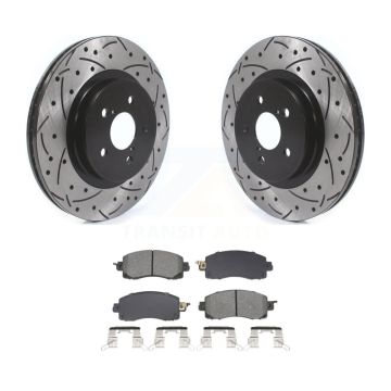 Front Coat Drill Slot Disc Brake Rotor Semi-Metallic Pad Kit For Subaru Crosstrek Impreza KDS-101021