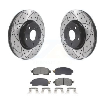 Front Coated Drilled Slotted Disc Brake Rotors & Semi-Metallic Pad Kit For Subaru Impreza KDS-101022