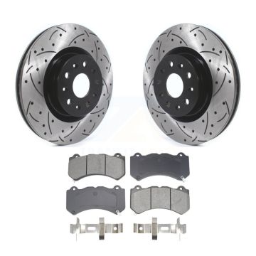 Front Coated Drilled Slotted Disc Brake Rotors And Semi-Metallic Pad Kit For Cadillac CTS KDS-101026