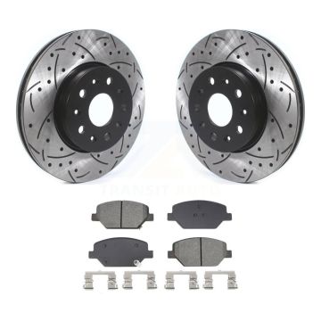 Front Coated Drilled Slotted Disc Brake Rotors Semi-Metallic Pad Kit For Chevrolet Camaro KDS-101027