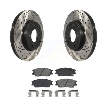 Front Coated Drill Slot Disc Brake Rotor Semi-Metallic Pad Kit For Hyundai Venue Kia Soul KDS-101031