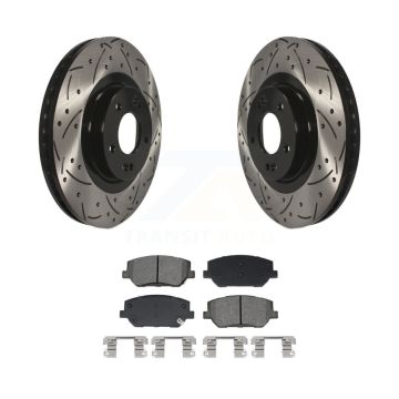 Front Drilled Slot Disc Brake Rotors Semi-Metallic Pad Kit For 2019-2020 Hyundai Santa Fe KDS-101034