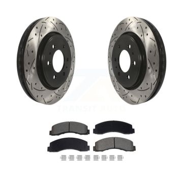 Front Drill Slot Disc Brake Rotor Semi-Metallic Pad Kit For Ford F-150 Expedition Lincoln KDS-101035
