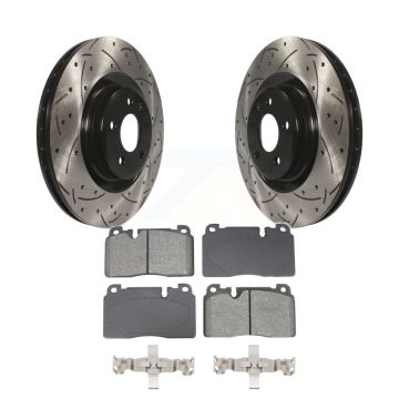 Front Coated Drilled Slotted Disc Brake Rotors And Semi-Metallic Pads Kit For Audi Q5 KDS-101038