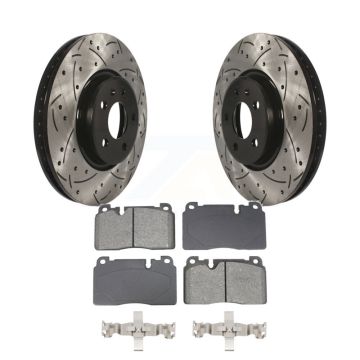 Front Coated Drilled Slotted Disc Brake Rotors And Semi-Metallic Pads Kit For Audi Q5 KDS-101039