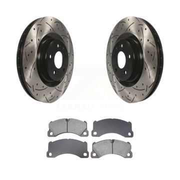 Front Coat Drill Slot Disc Brake Rotors Semi-Metallic Pad Kit For 2017 Porsche Macan Base KDS-101040