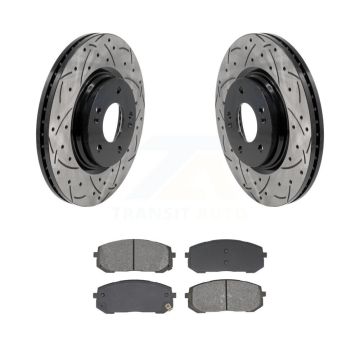Front Drill Slot Disc Brake Rotor Semi-Metallic Pad Kit For Hyundai Elantra Sonata Kia K5 KDS-101054
