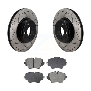 Front Drilled Slot Brake Rotor Semi-Metallic Pad Kit For BMW X3 330i xDrive X4 Z4 430i GR KDS-101055