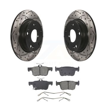 Rear Coated Drilled Slot Disc Brake Rotor & Semi-Metallic Pad Kit For Honda Civic Insight KDS-101063