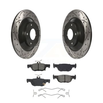 Rear Coated Drilled Slot Disc Brake Rotors Semi-Metallic Pad Kit For Mazda CX-30 MX-30 EV KDS-101066
