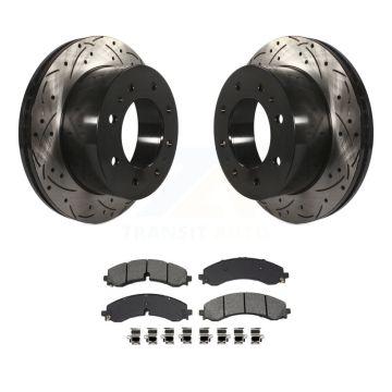 Rear Drilled Slot Brake Rotor Semi-Metallic Pad Kit For GMC Chevrolet Sierra 2500 HD 3500 KDS-101067