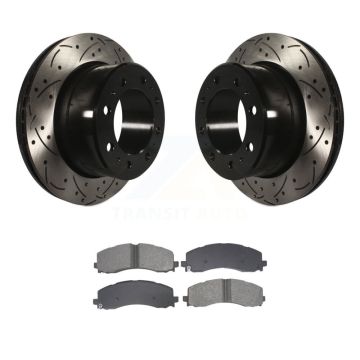 Rear Coated Drilled Slotted Disc Brake Rotors And Semi-Metallic Pad Kit For Ram 2500 3500 KDS-101068