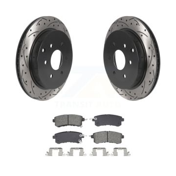 Rear Drilled Slot Brake Rotors Semi-Metallic Pad Kit For INFINITI QX80 Nissan Armada QX56 KDS-101069