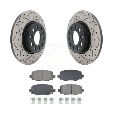 Rear Coated Drill Slot Disc Brake Rotor Semi-Metallic Pad Kit For Jeep Renegade Fiat 500X KDS-101071