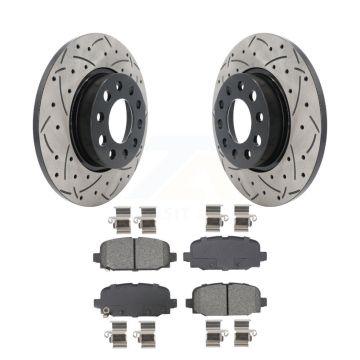 Rear Coated Drilled Slotted Disc Brake Rotors And Semi-Metallic Pads Kit For Jeep Compass KDS-101072