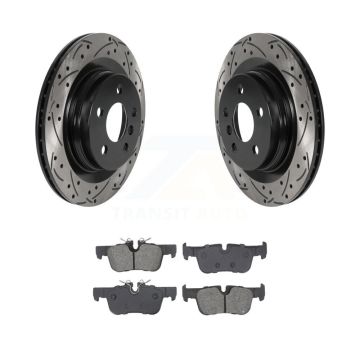 Rear Drilled Slot Brake Rotors Semi-Metallic Pad Kit For BMW X1 Mini X2 Cooper Countryman KDS-101074