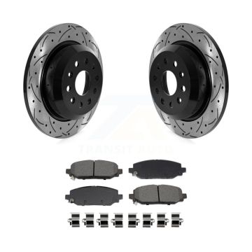 Rear Drilled Slot Brake Rotor & Semi-Metallic Pad Kit For 2018-2020 Jeep Wrangler Rubicon KDS-101075