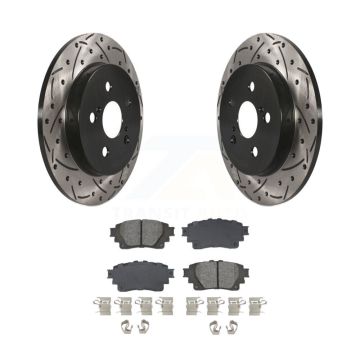 Rear Coat Drill Slot Disc Brake Rotors Semi-Metallic Pad Kit For 2019 Toyota Corolla 1.8L KDS-101079