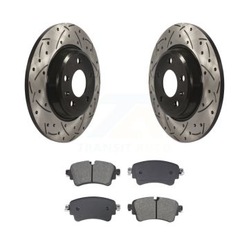 Rear Drilled Slot Brake Rotors Semi-Metallic Pad Kit For Audi A4 Quattro With Solid Rotor KDS-101080