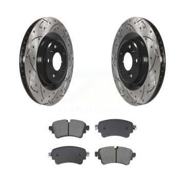Rear Drill Slot Brake Rotors Semi-Metallic Pad Kit For Audi Q5 A4 Quattro A5 Sportback S5 KDS-101081