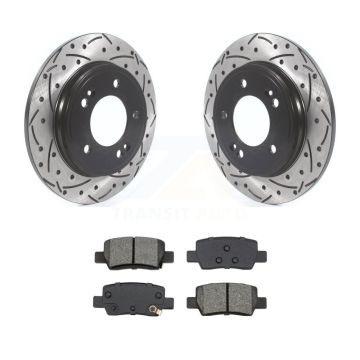 Rear Coated Drilled Slotted Disc Brake Rotors & Semi-Metallic Pad Kit For Hyundai Elantra KDS-101085