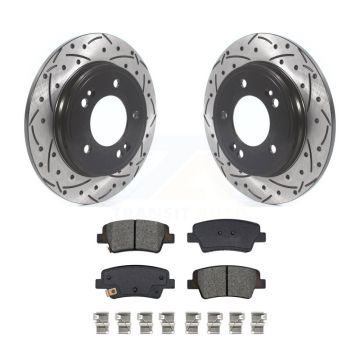 Rear Coated Drilled Slotted Disc Brake Rotors & Semi-Metallic Pad Kit For Hyundai Elantra KDS-101086