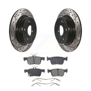 Rear Coated Drill Slot Disc Brake Rotors Semi-Metallic Pad Kit For 2018-2022 Honda Accord KDS-101089