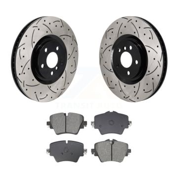Front Coated Drilled Slot Disc Brake Rotors Semi-Metallic Pad Kit For BMW 228i Gran Coupe KDS-101091