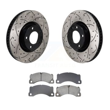 Front Drill Slot Brake Rotor Semi-Metallic Pad Kit For Volkswagen Touareg Porsche Cayenne KDS-101093