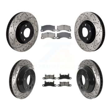 Front Rear Brake Rotor Semi-Metallic Pad Kit (6Pc) For Volkswagen Touareg Porsche Cayenne KDS-101098