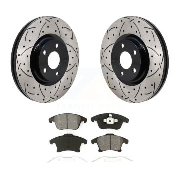 Front Drilled Slot Disc Brake Rotors Semi-Metallic Pad Kit For 2017-2020 Lincoln MKZ 2.0L KDS-101102