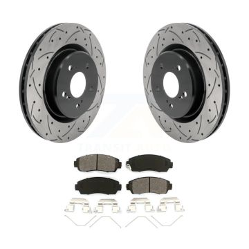 Front Coat Drill Slot Disc Brake Rotor Semi-Metallic Pad Kit For 2021-2023 Acura TLX 2.0L KDS-101105