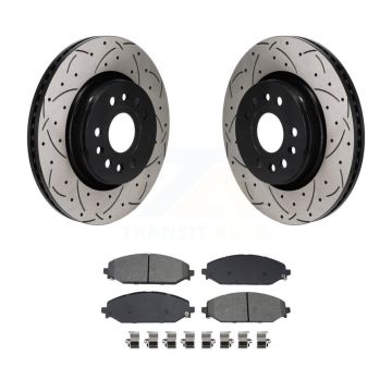 Front Drilled Slot Brake Rotor & Semi-Metallic Pad Kit For Ram 1500 Jeep Wagoneer Grand L KDS-101109