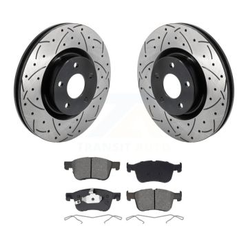 Front Drilled Slot Brake Rotor Semi-Metallic Pad Kit For Ford Escape Bronco Sport Lincoln KDS-101110