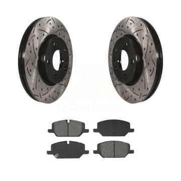 Front Coated Drilled Slotted Disc Brake Rotors And Semi-Metallic Pads Kit For GMC Terrain KDS-101120