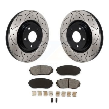 Front Coated Drilled Slotted Disc Brake Rotor & Semi-Metallic Pad Kit For Mazda CX-5 CX-9 KDS-101123