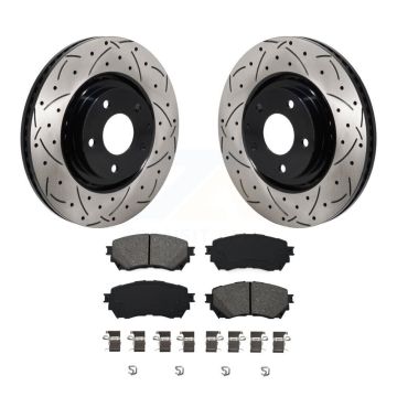 Front Drilled Slot Disc Brake Rotor & Semi-Metallic Pad Kit For 2021 Mazda 6 Turbocharged KDS-101124