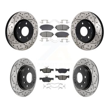 Front Rear Coated Drill Slot Disc Brake Rotor Semi-Metallic Pad Kit For Mazda 3 Sport FWD KDS-101125