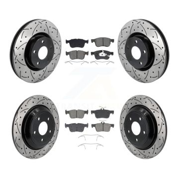 Front Rear Drill Slot Disc Brake Rotor Semi-Metallic Pad Kit For Ford Escape Bronco Sport KDS-101127