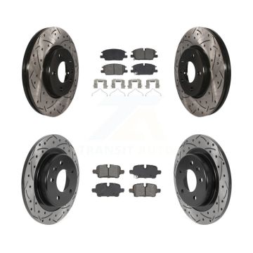 Front Rear Drill Slot Brake Rotor Semi-Metallic Pad Kit For Chevrolet GMC Terrain Equinox KDS-101128