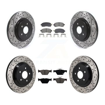 Front Rear Coated Drill Slot Disc Brake Rotors Semi-Metallic Pad Kit For Subaru Crosstrek KDS-101133